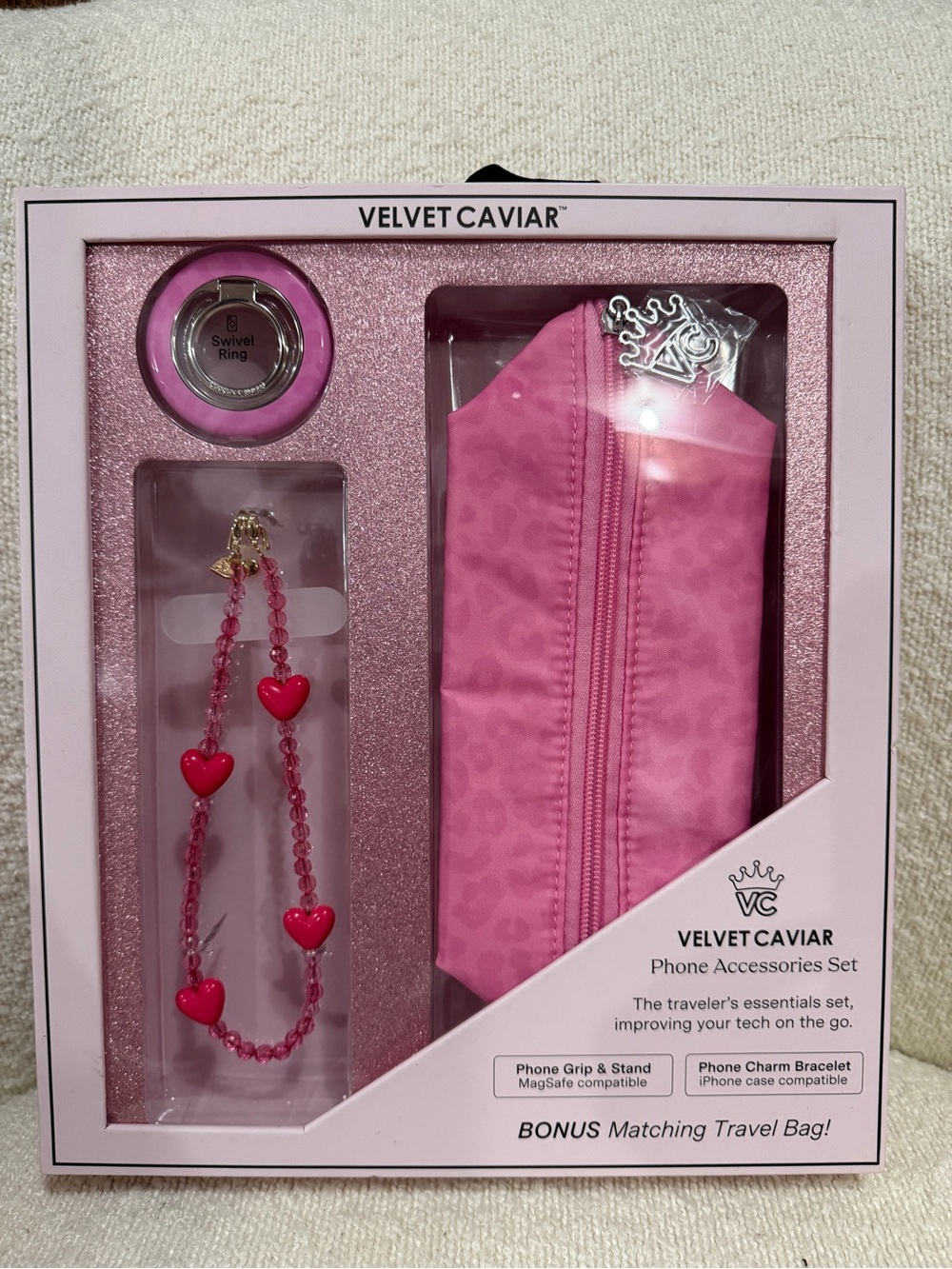 Velvet Caviar Hot Pink Phone Accessory Gift Set